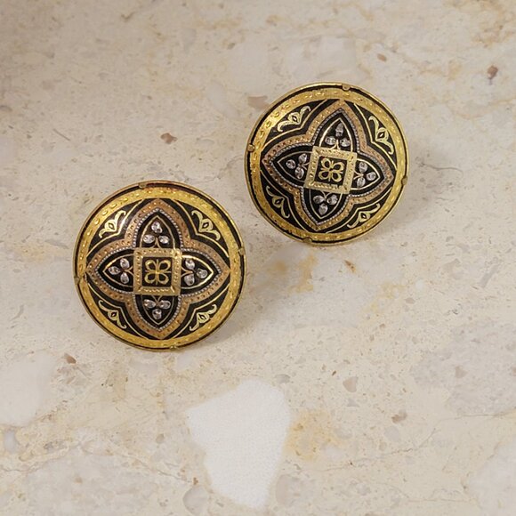 Vintage Spanish Damascene Clip on Earrings - Picture 4 of 10